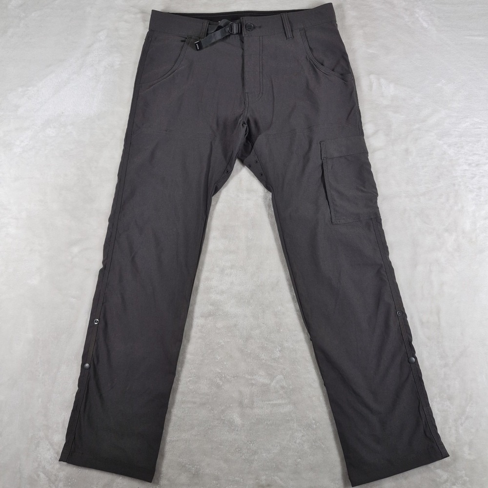 Prana Zion Slim Fit Pants Men's 32x30 Gray Cargo Hiking Outdoor Belted 1969831